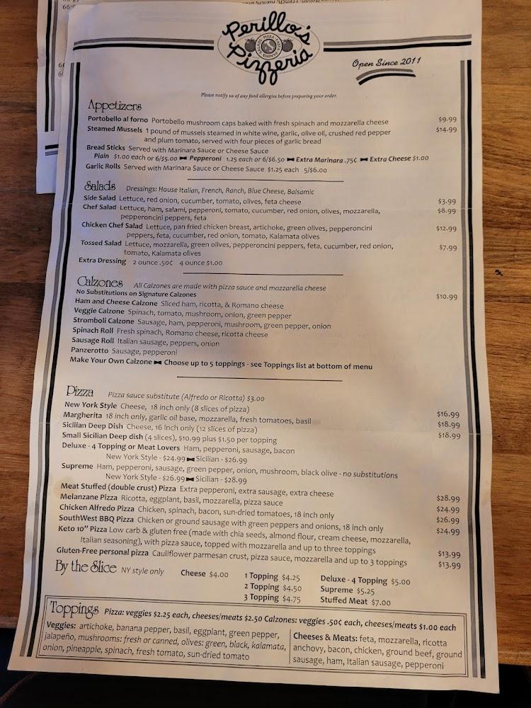 Perillo's Pizzeria Menu image 3